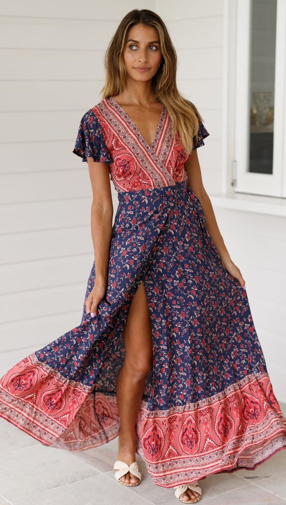 Women's Summer Casual Holiday Floral Print Sexy Dress