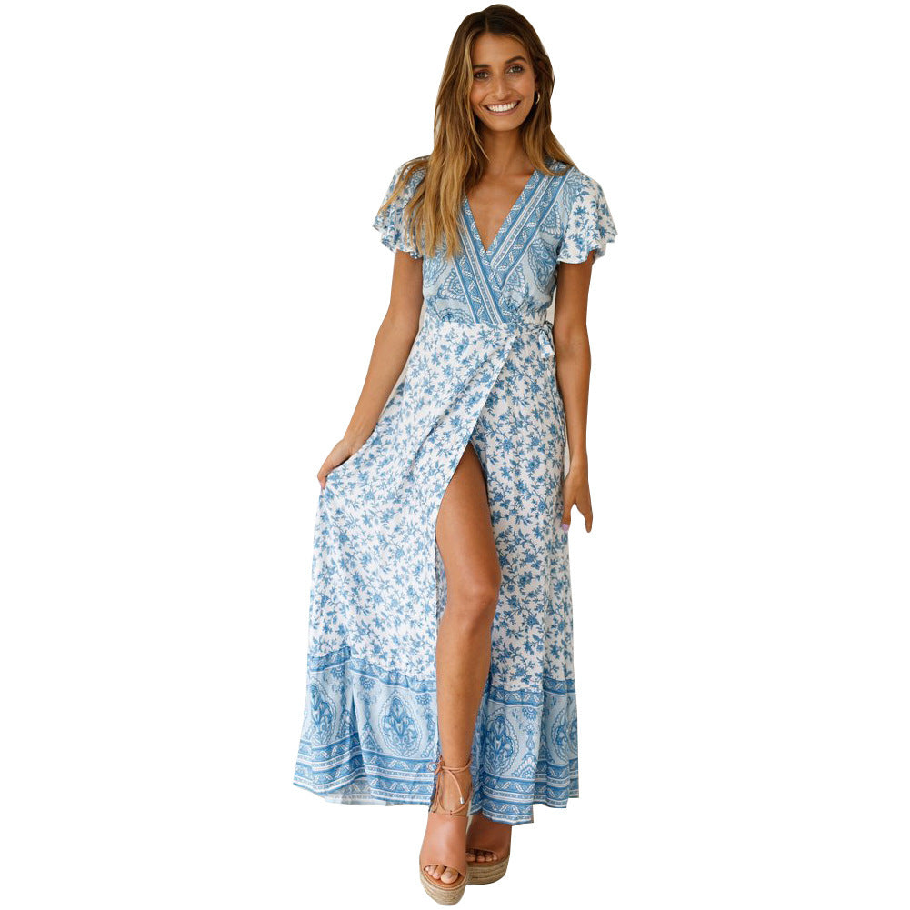 Women's Summer Casual Holiday Floral Print Sexy Dress