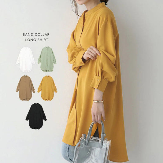 Women's Long-sleeved Shirt Loose Mid-length Dress Blouse