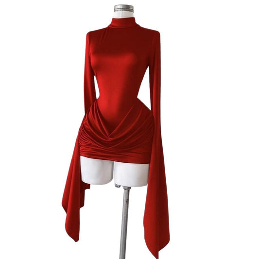 Women's Autumn Collar Long Sleeves Backless Pleated Shorts