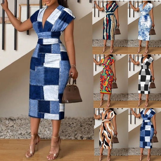 Women's Autumn Printed Long High Waist Sheath Clothing