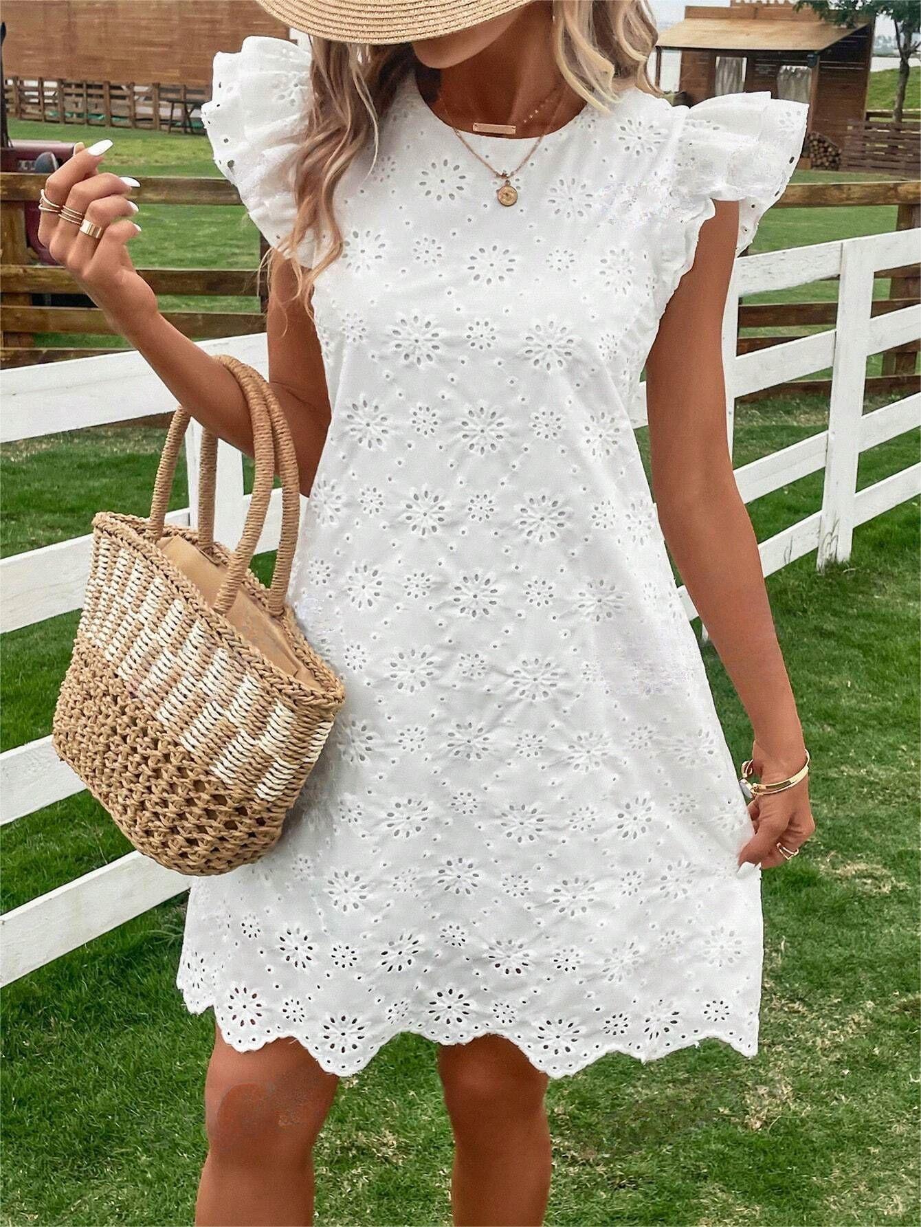Beautiful Comfortable Lace Solid Color Loose Dress