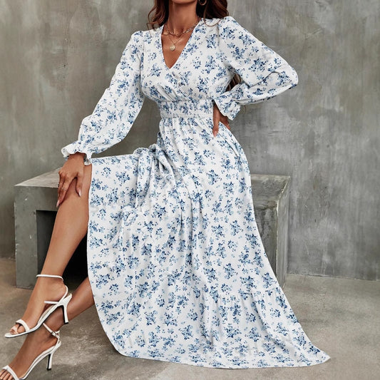 Women's Autumn Printed Long Sleeve Big Hem Clothing