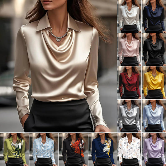 Women's Color Simple Swing Collar Shirt Blouse